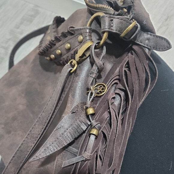 Jessica Simpson Fringe Leather Shoulder Bag - Brown - Picture 4 of 5